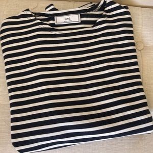 Ami Men’s Long Sleeve Navy Blue and White Stripes Shirt!